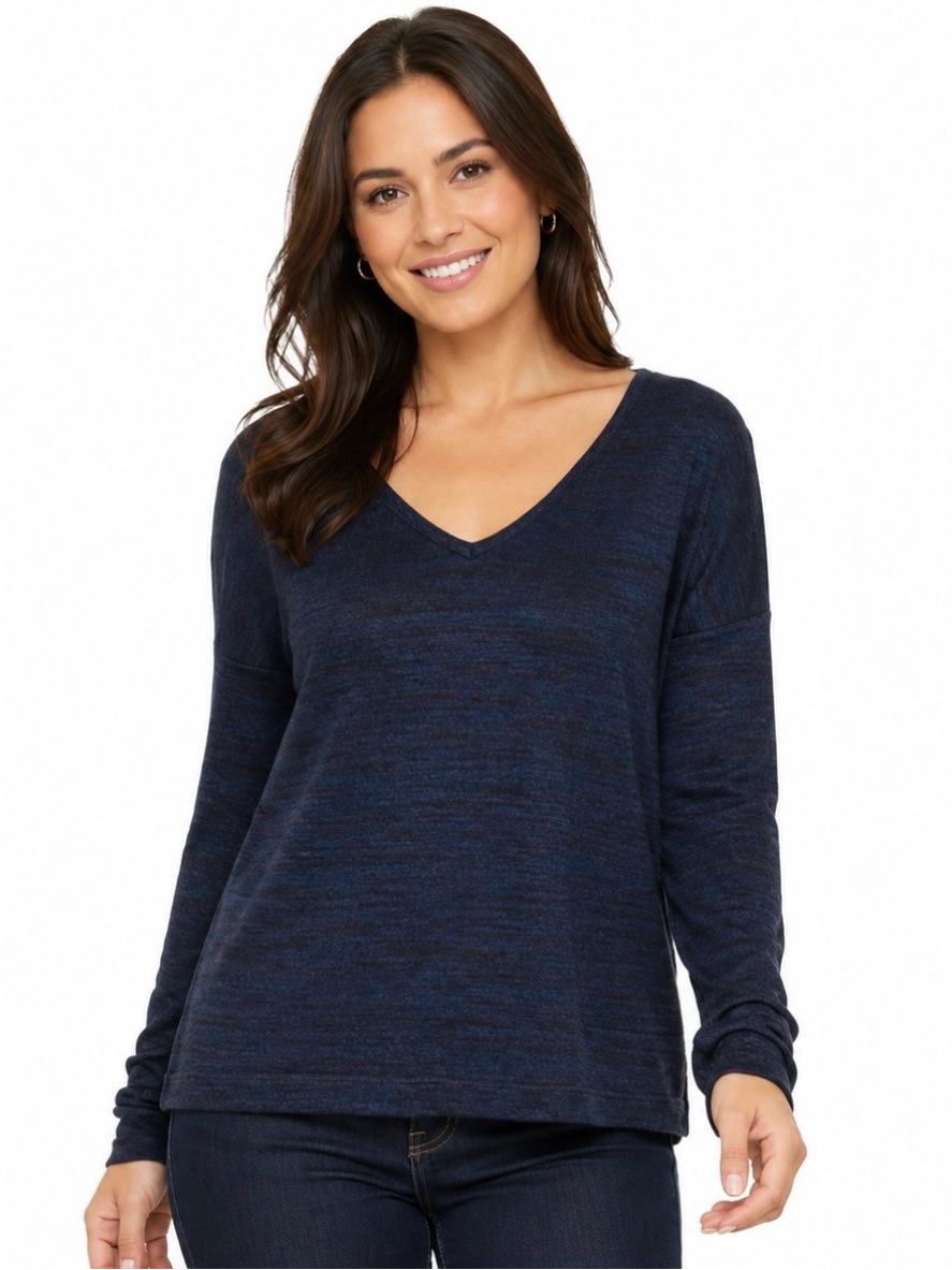 Rag & Bone | Theo V Neck Long Sleeve Sweater Top Marled Navy Sz. Xs